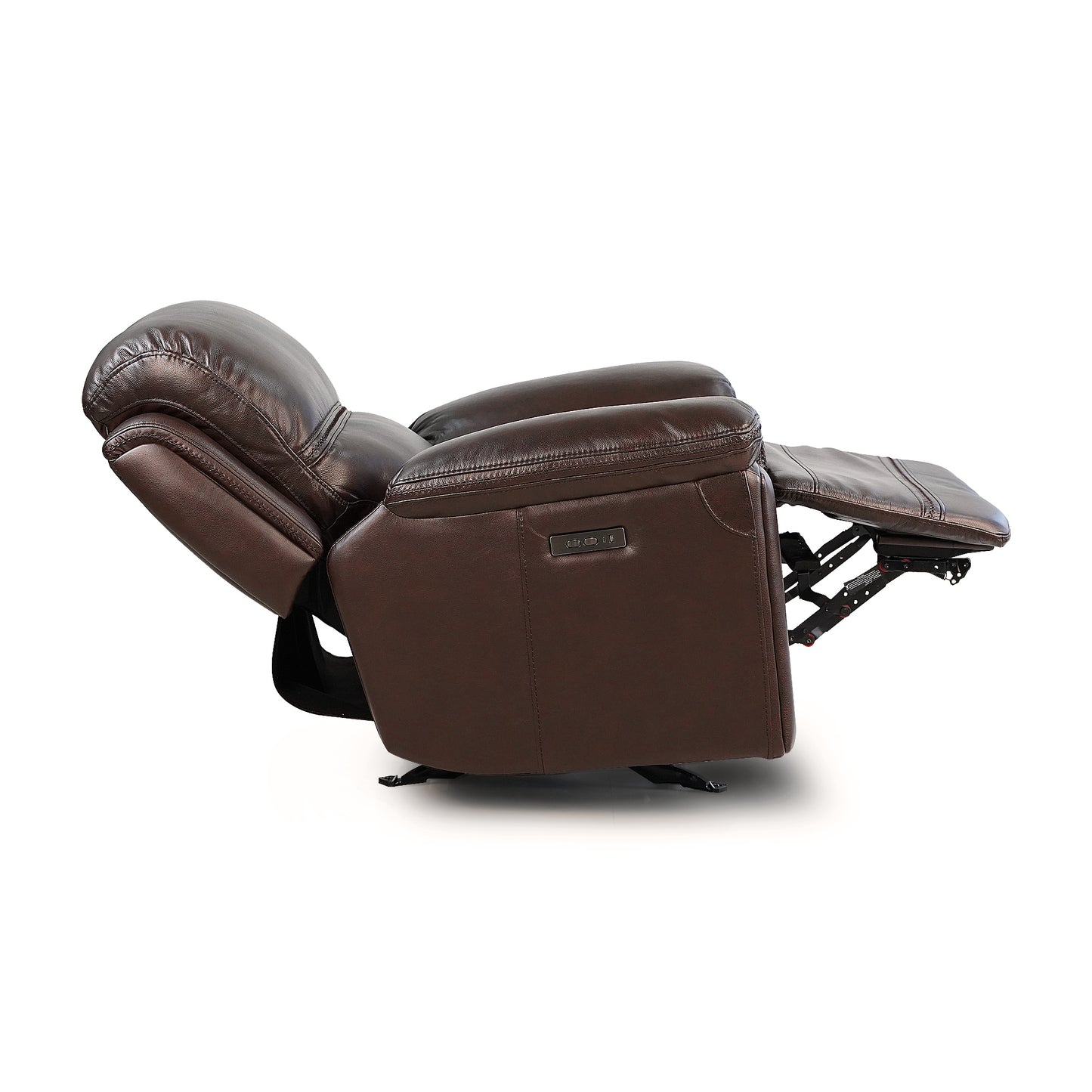 Luxurious Timo Top Grain Leather Power Recliner with Adjustable Headrest and Cross Stitching