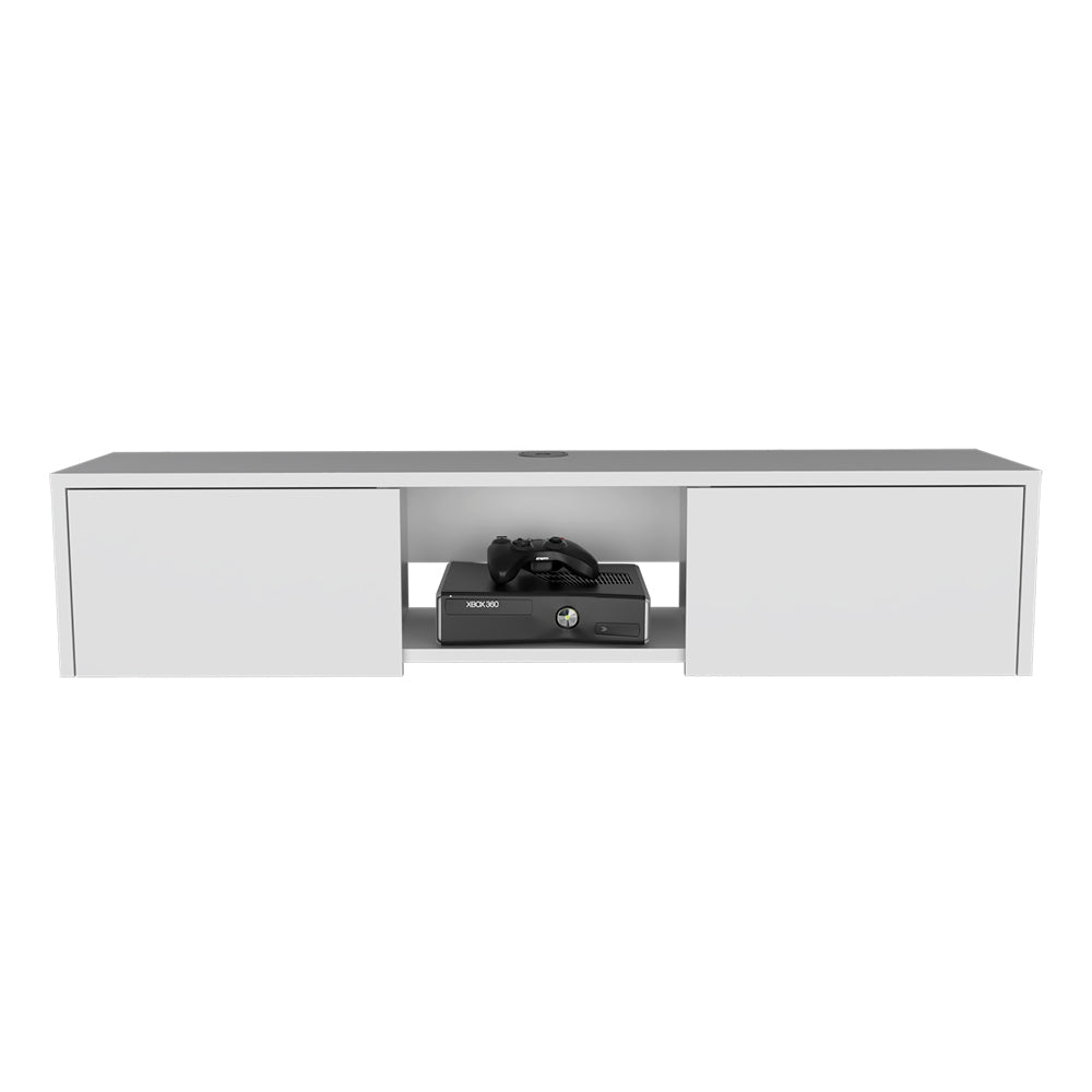 Elegant White TV Stand with Wall-Mount Design and Spacious Storage - Watson Series