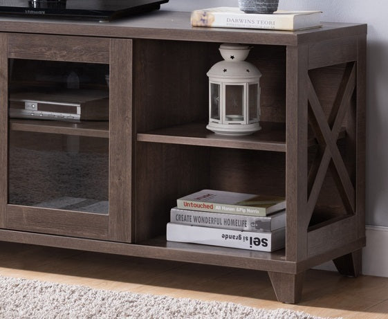 Walnut Oak TV Stand with Unique Storage Solutions