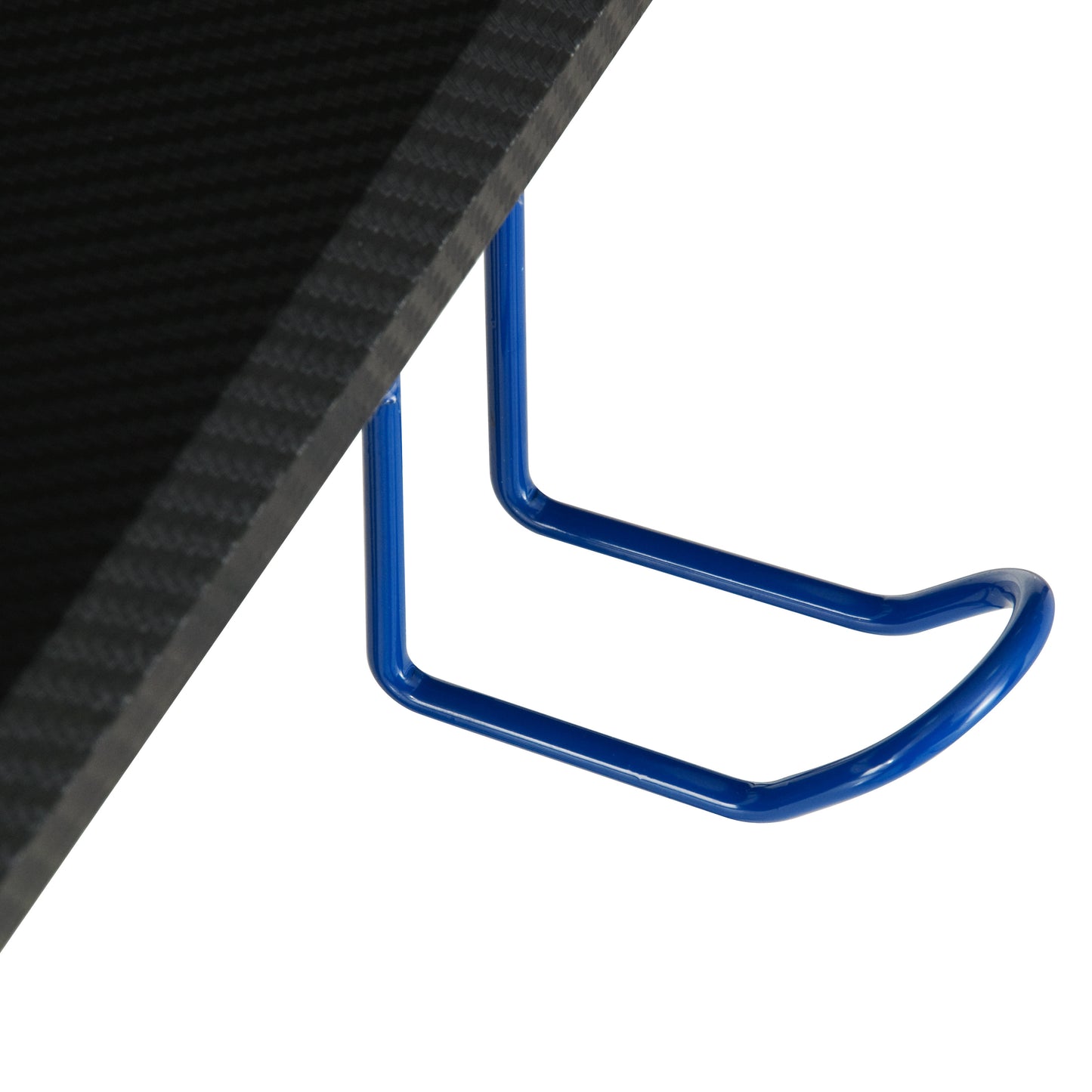 Techni Sport Blue Stryker Gaming Desk with Carbon Fiber Texture in Striking Blue