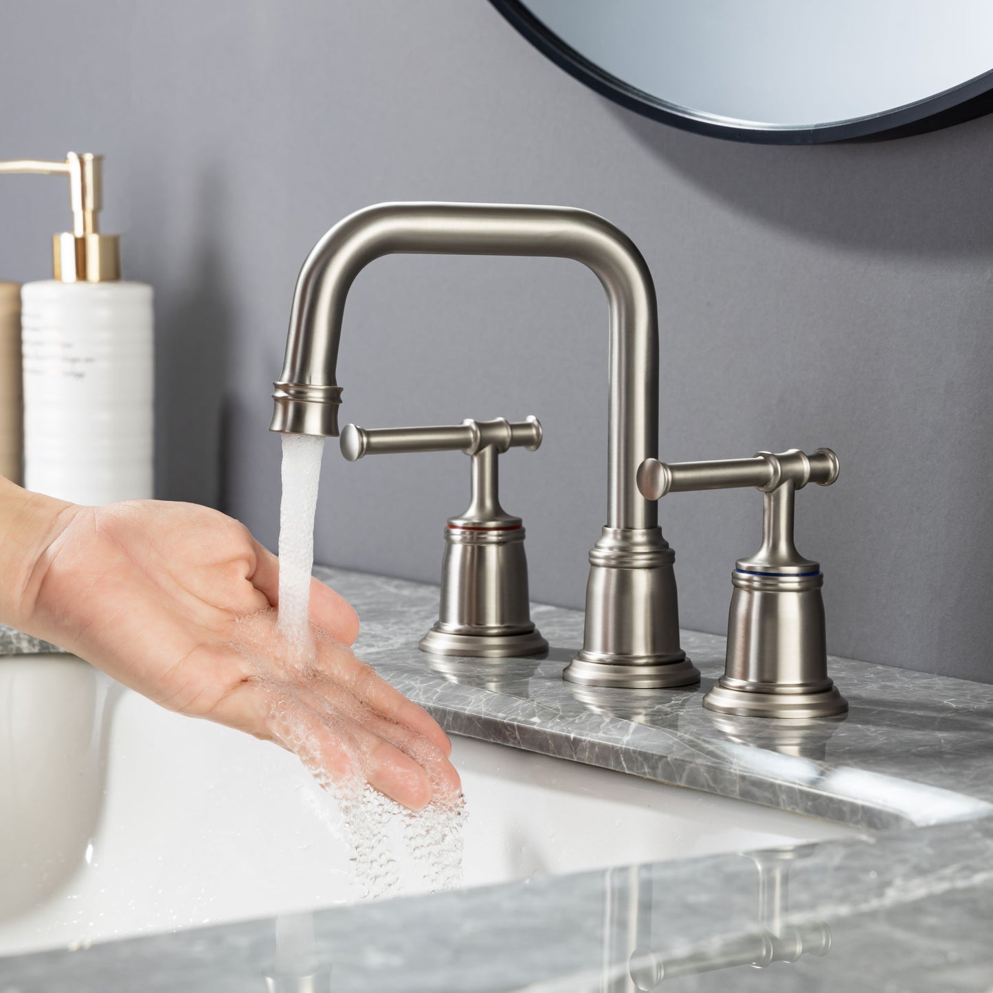 Widespread Bathroom Sink Faucet Set with Drain Assembly