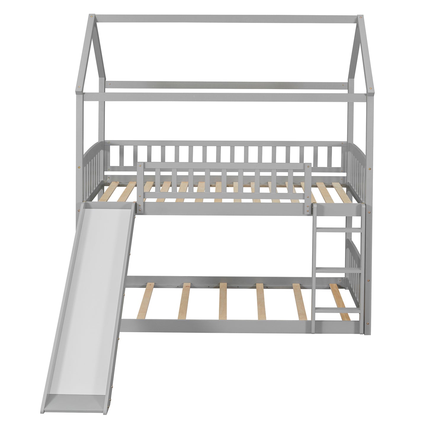 Bunk Bed with Playhouse Design and Slide