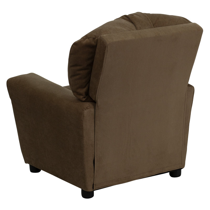 Contemporary Kids Brown Recliner with Cup Holder