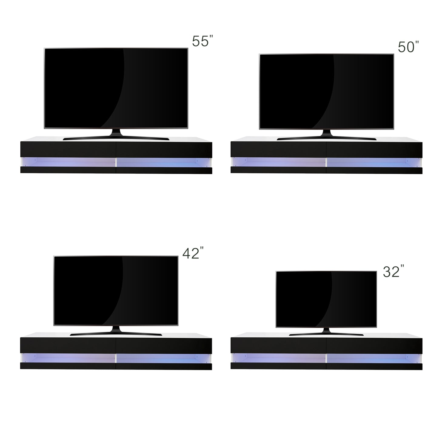 180-Inch LED TV Stand with Wall-Mounted Floating Design