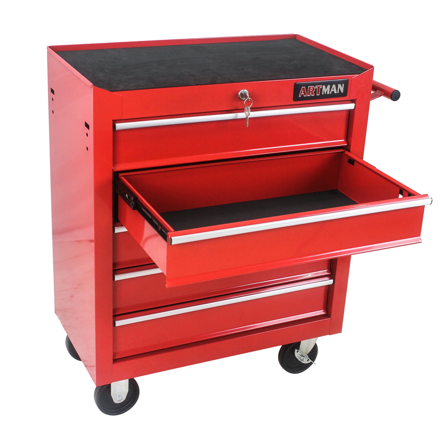 5 DRAWERS MULTIFUNCTIONAL TOOL CART WITH WHEELS-RED