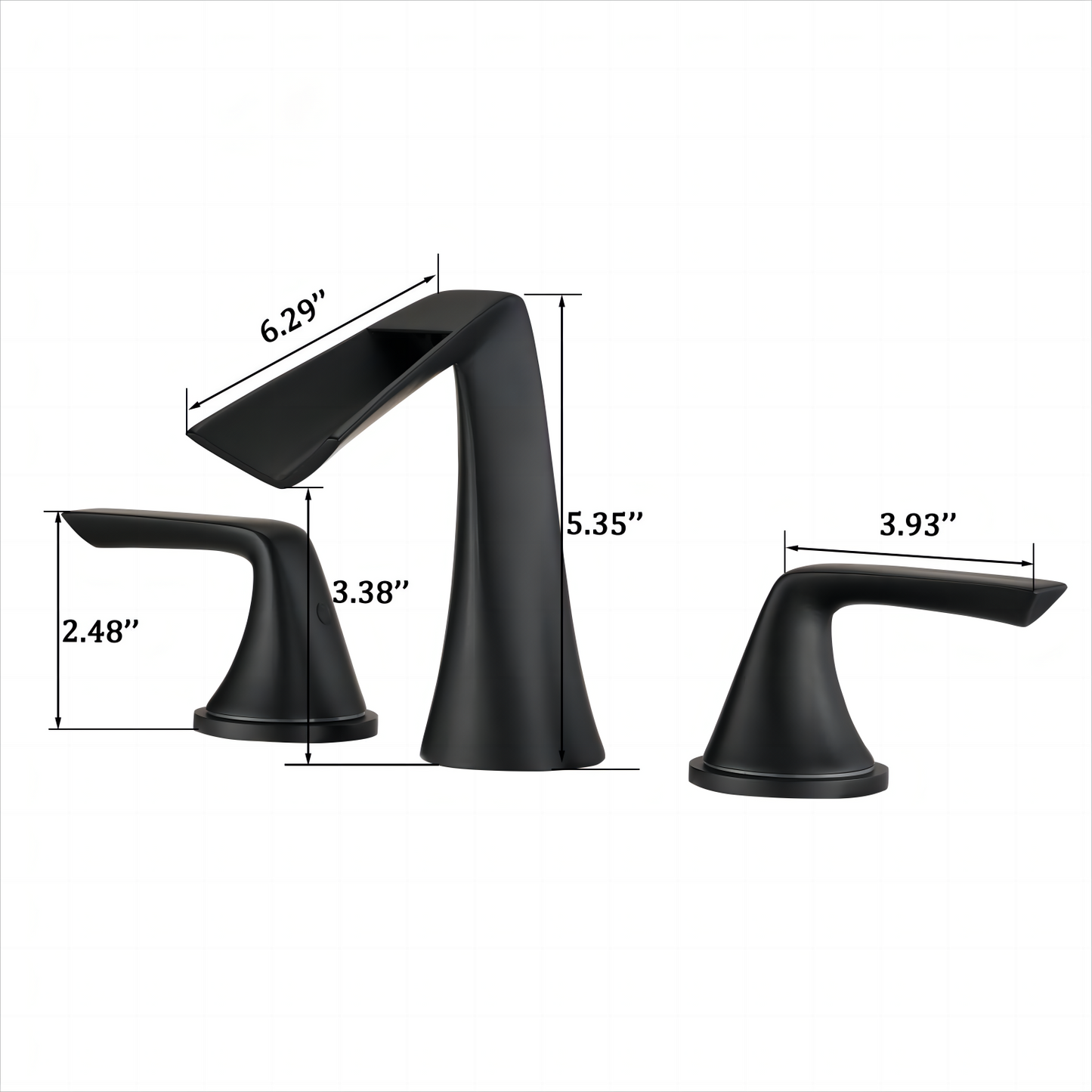 Black Matte Two-Handle Widespread Bathroom Faucet