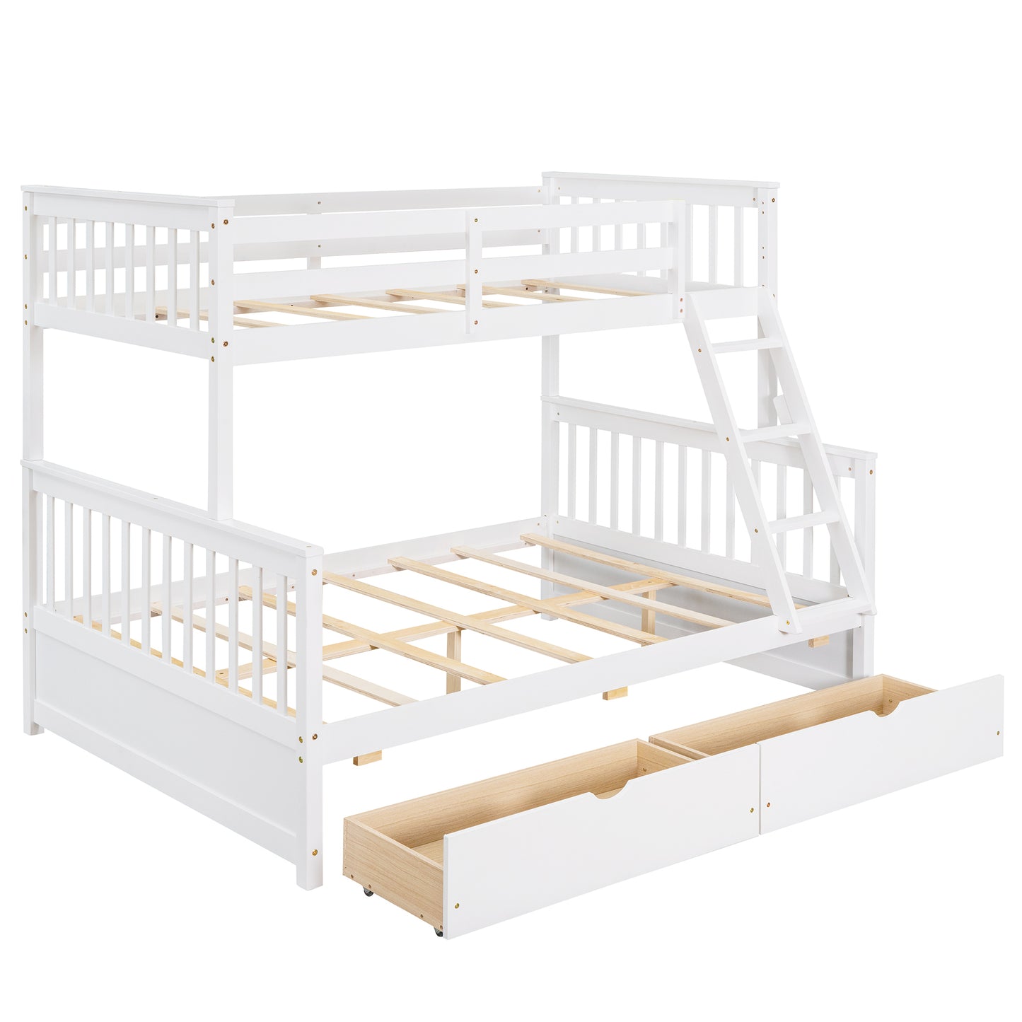 Twin/Full Bunk Bed with Stairs, Drawers, and Flexible Layout