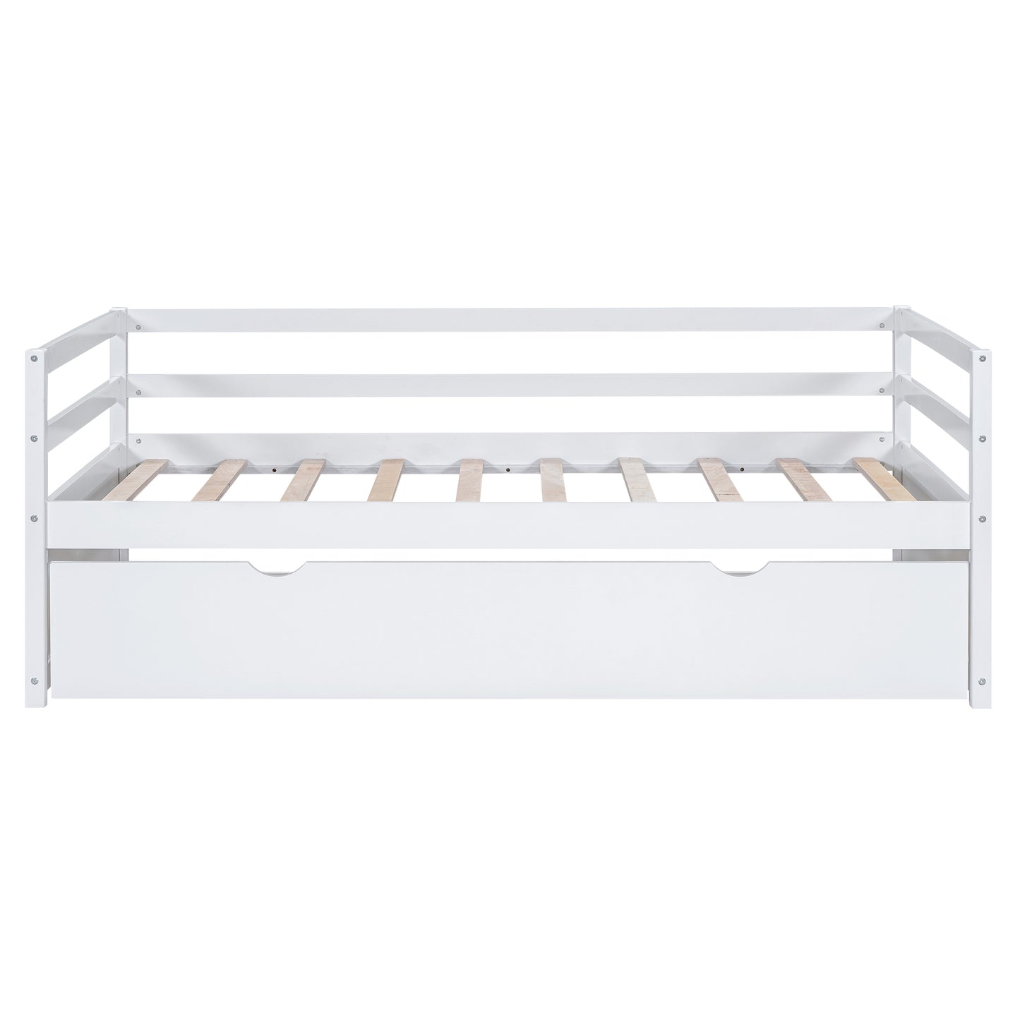 Twin Size Wood Daybed with Twin Size Trundle, White(Expected Arrival Time: 1.7)