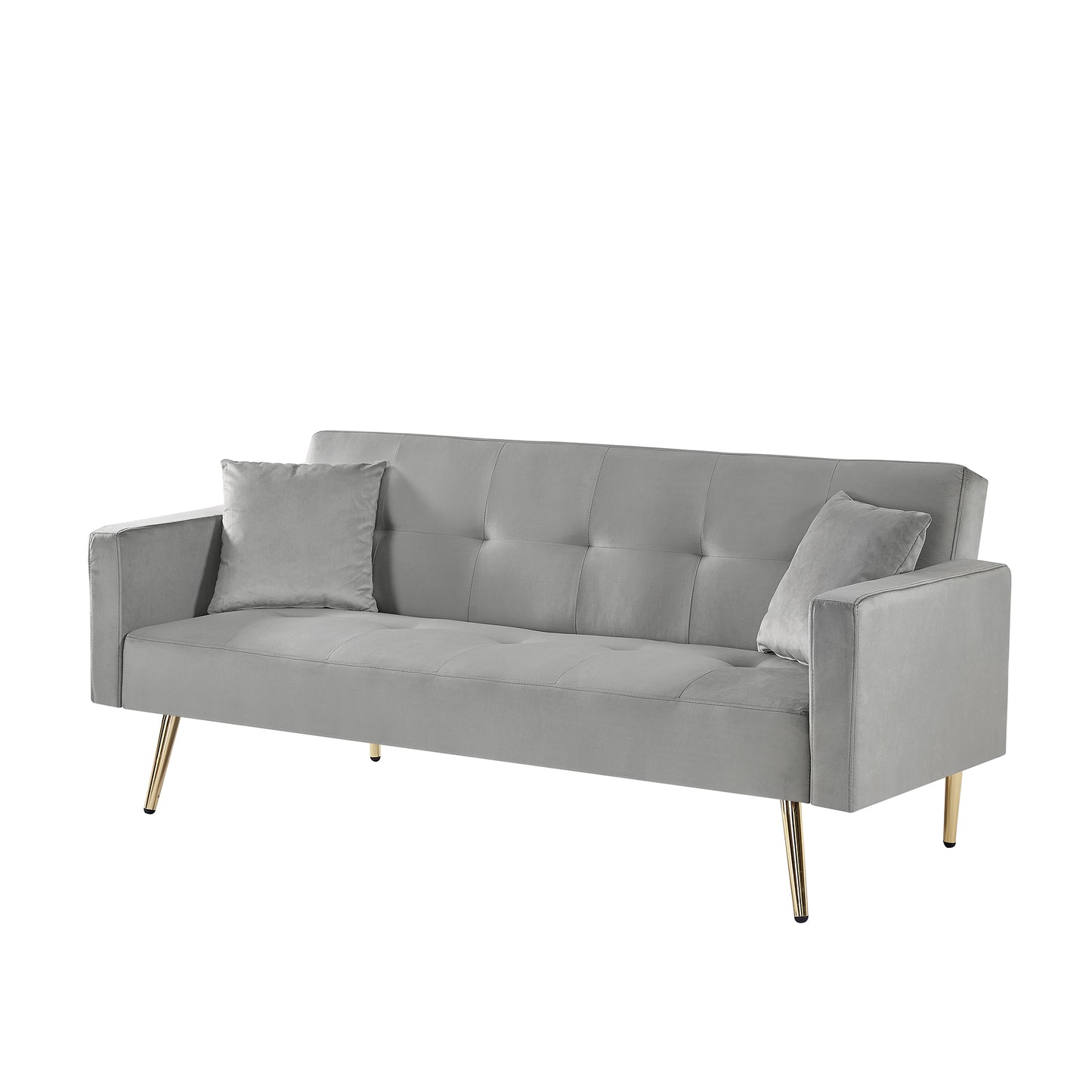 GREY Velvet  Convertible Folding Futon Sofa Bed , Sleeper Sofa Couch for Compact Living Space.