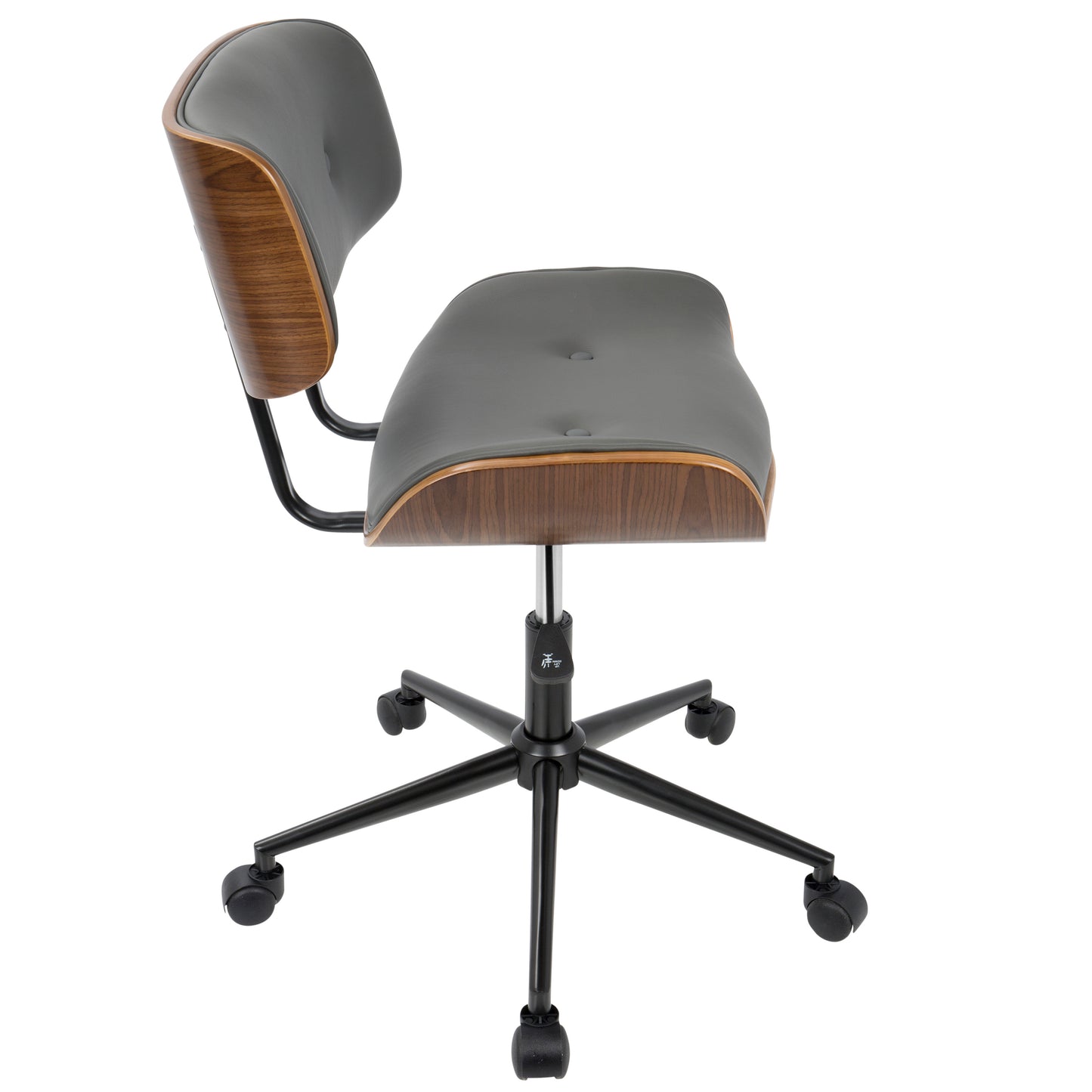 Lombardi Mid-Century Modern Adjustable Office Chair with Swivel in Walnut and Grey by LumiSource