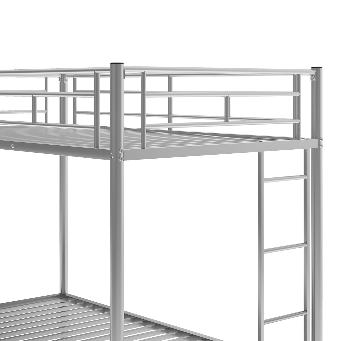 Silver Metal Twin Bunk Bed with Trundle - Smart Space-Saving Solution