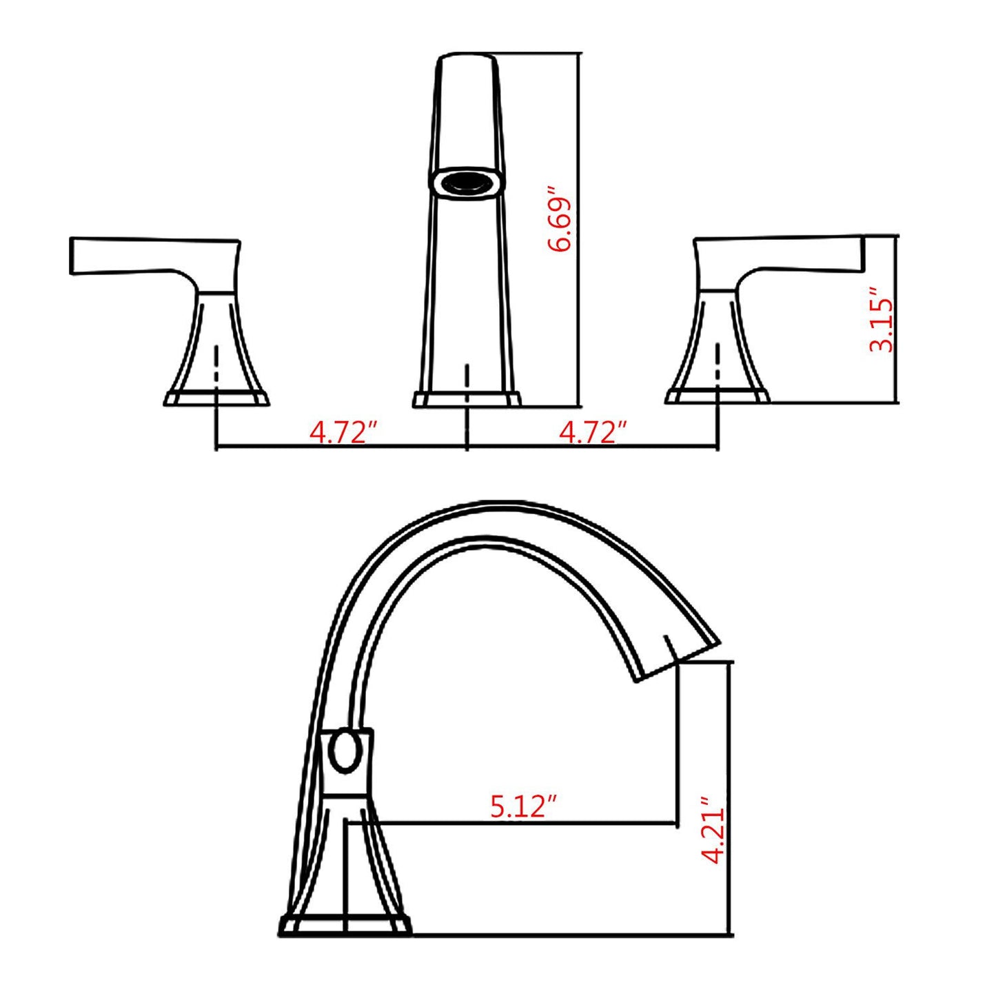 Elegant Matte Black Two-Handle Bathroom Sink Faucet with Drain Assembly