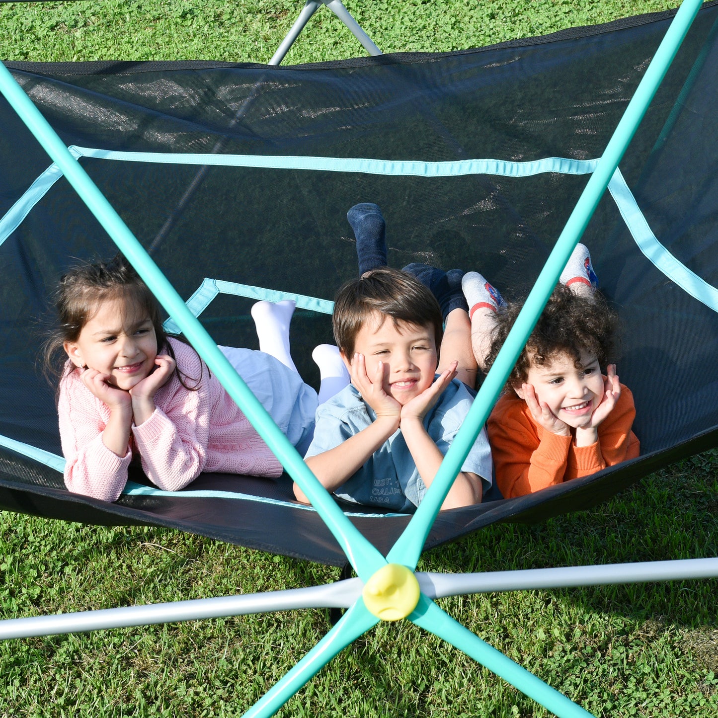 13ft Geometric Dome Climber Play Center with Hammock for Kids, Rust & UV Resistant Steel, Supporting 1000 LBS