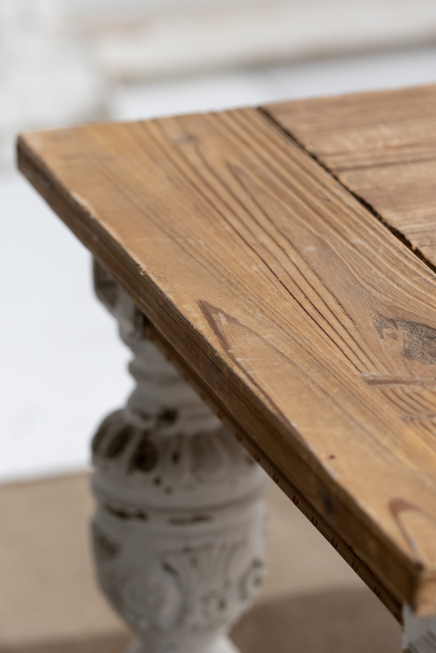 French Country Wooden Coffee Table with Ornate Legs and Storage Shelf