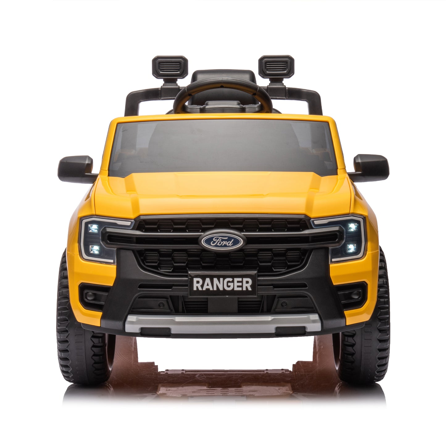 12V Kids Ride On Car W/Parents Remote Control,Licensed Ford Ranger,2WD,Rear wheel suspension,Low Start,Headlight,Horn,MP3,Bluetooth,Adjustable speed,Speed 1.86-4.97 mph for kids aged 3-6.