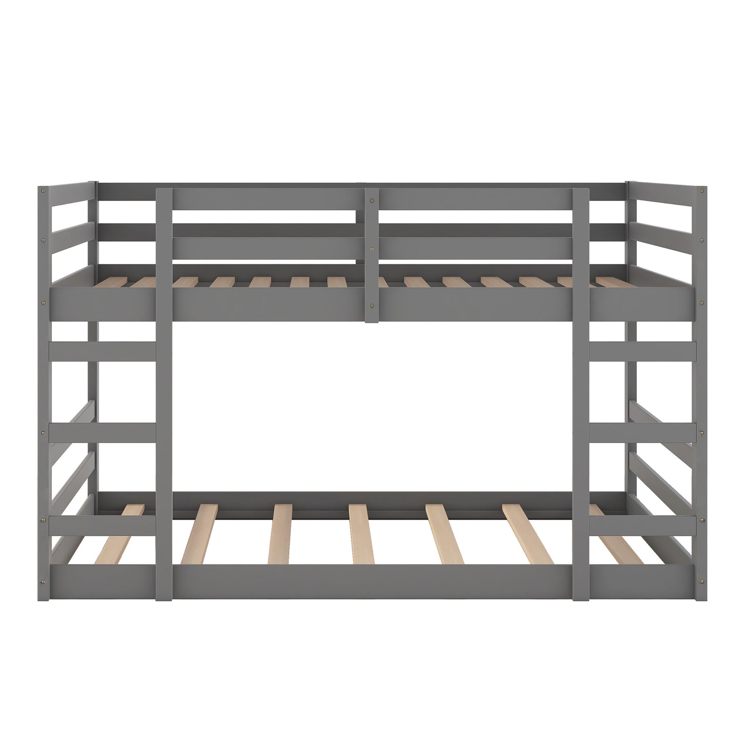 Gray Double Bunk Bed with Built-In Ladder