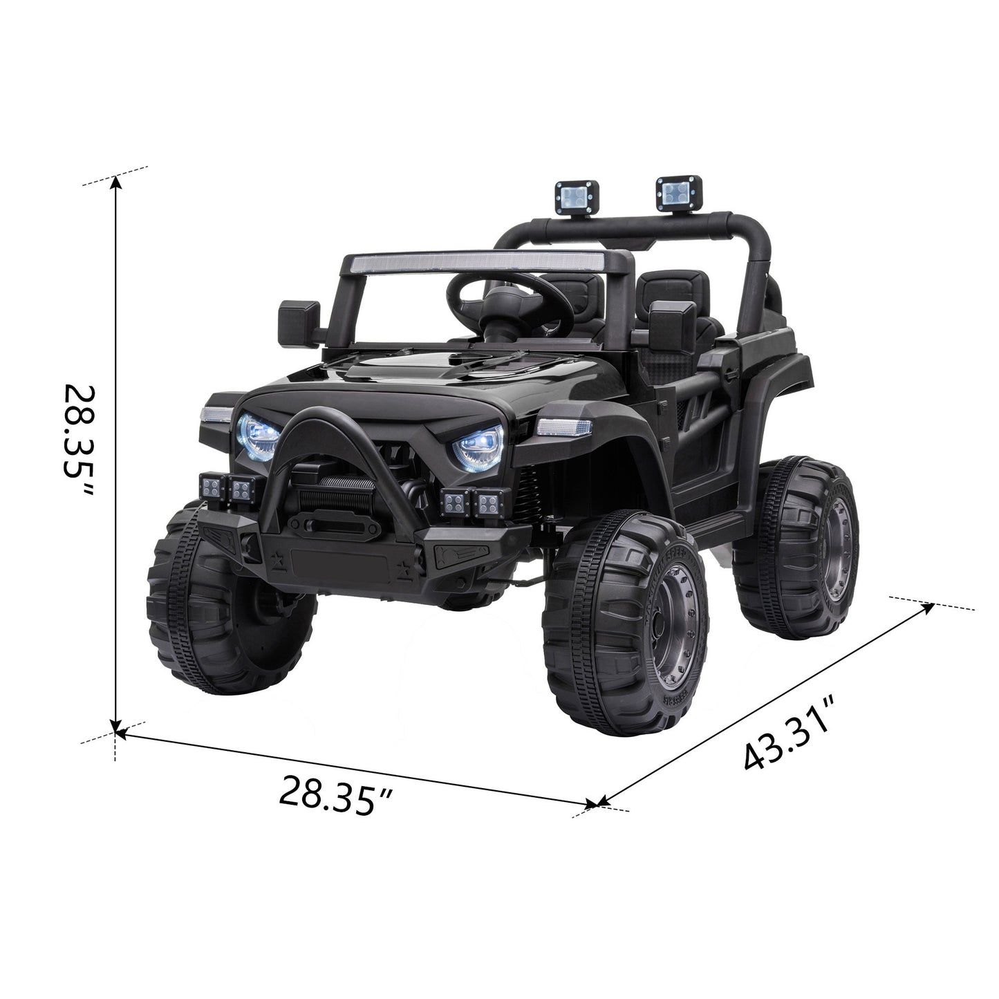 Children's 12V Electric Off-Road Vehicle with Remote Control, Lights, and Music, Black