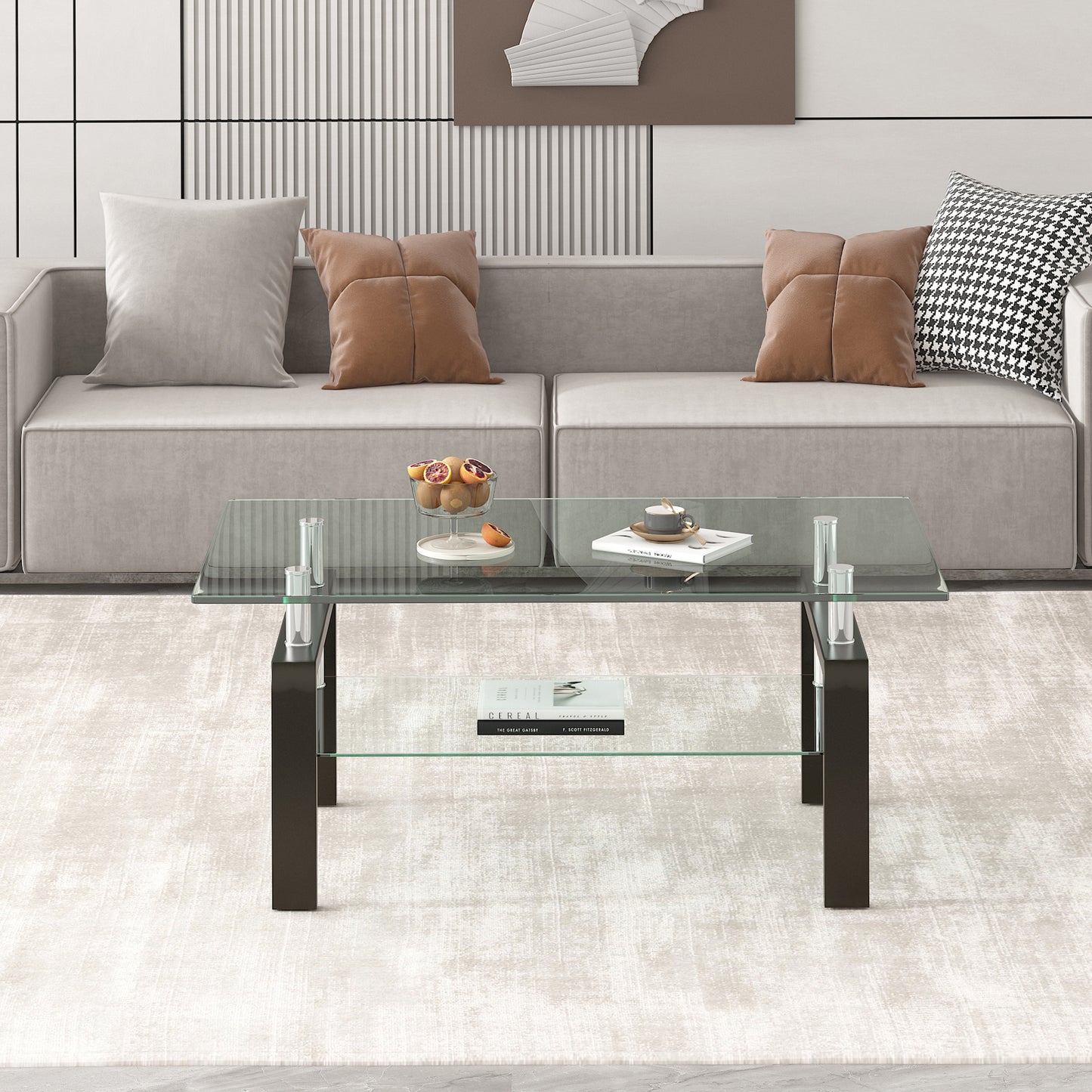 Contemporary 2-Layer Tempered Glass Coffee Table