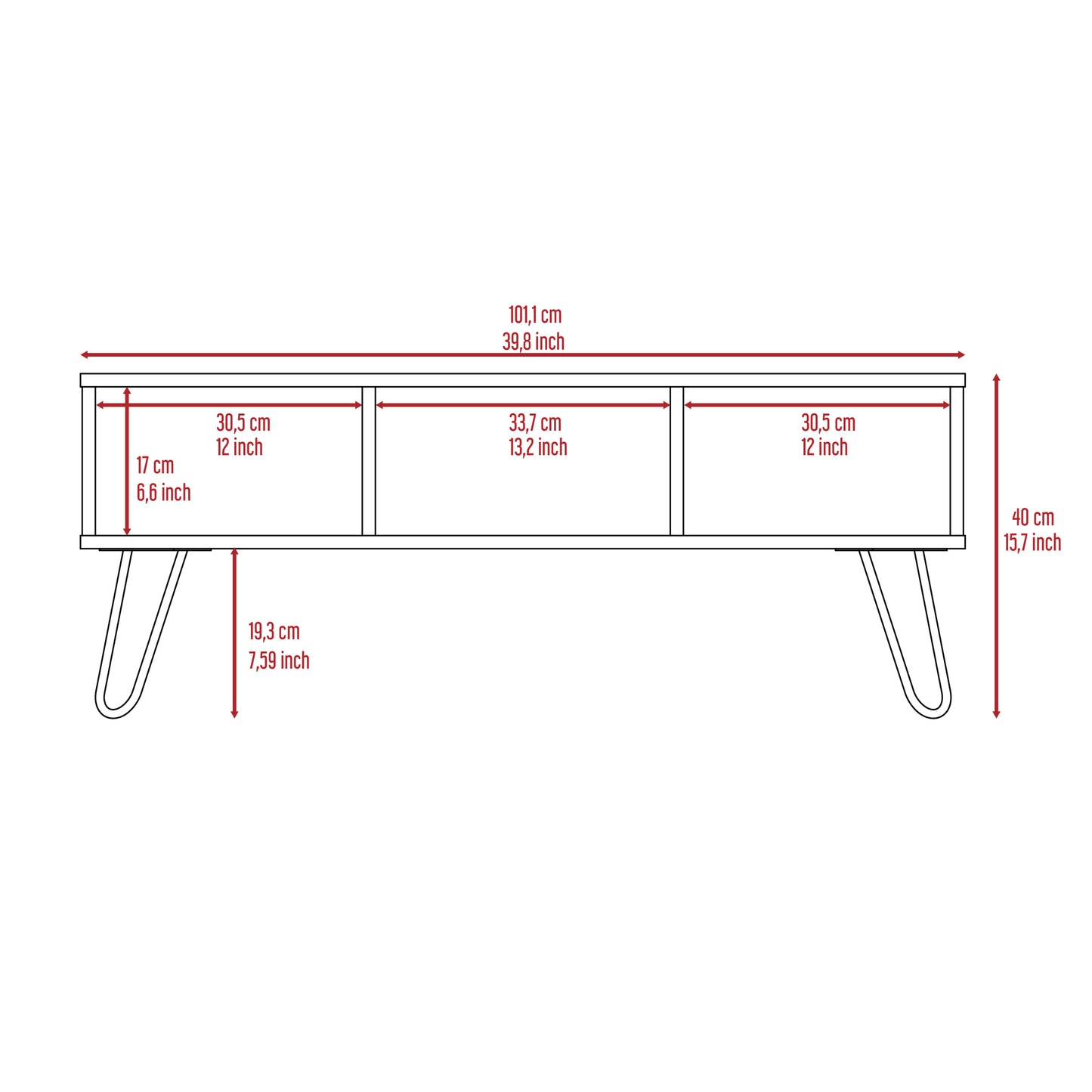 Modern Espresso Coffee Table with Dual Shelves, Chic Design