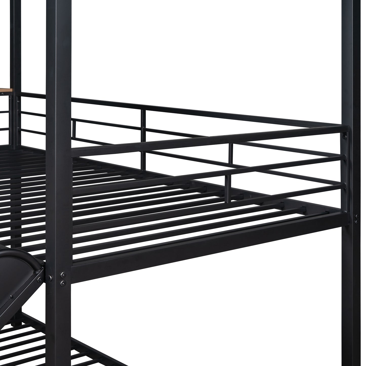 Metal Bunk Bed with Playhouse Design and Slide in Multiple Color Options