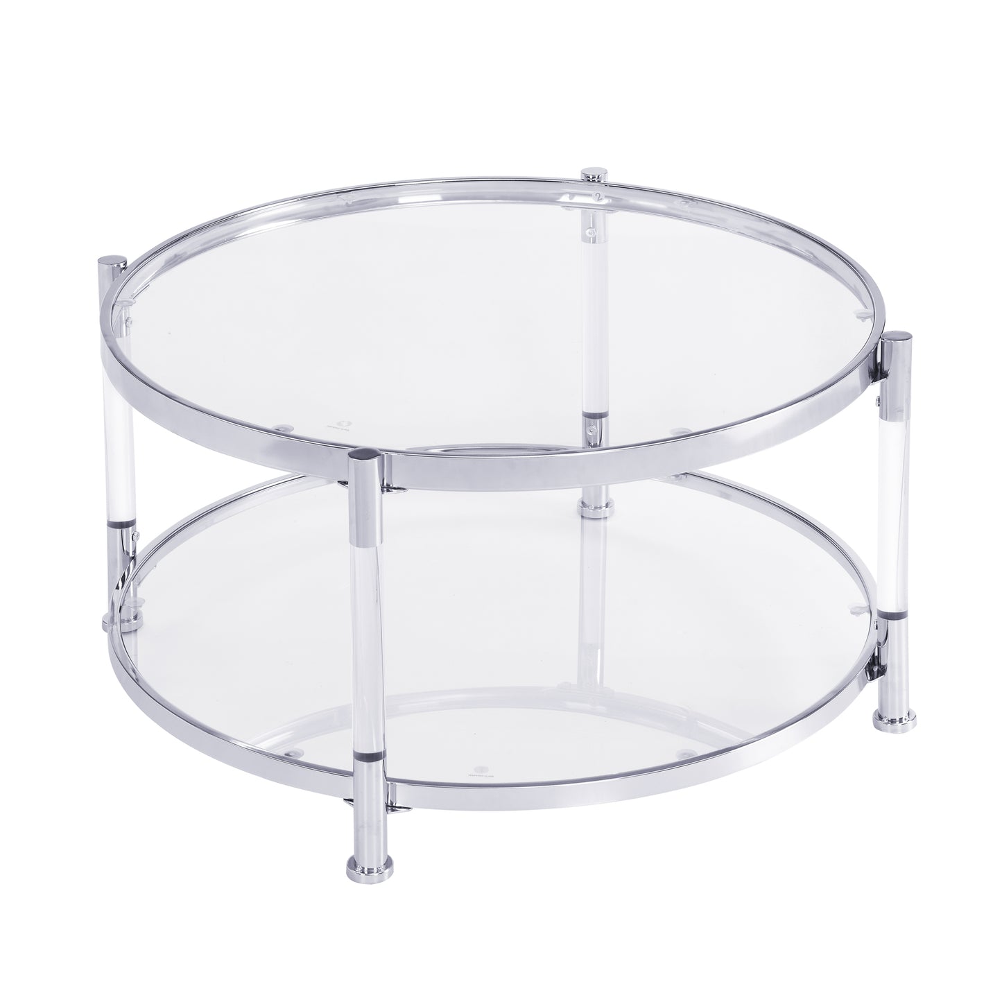 Contemporary Glass and Chrome Coffee Table with Acrylic Legs