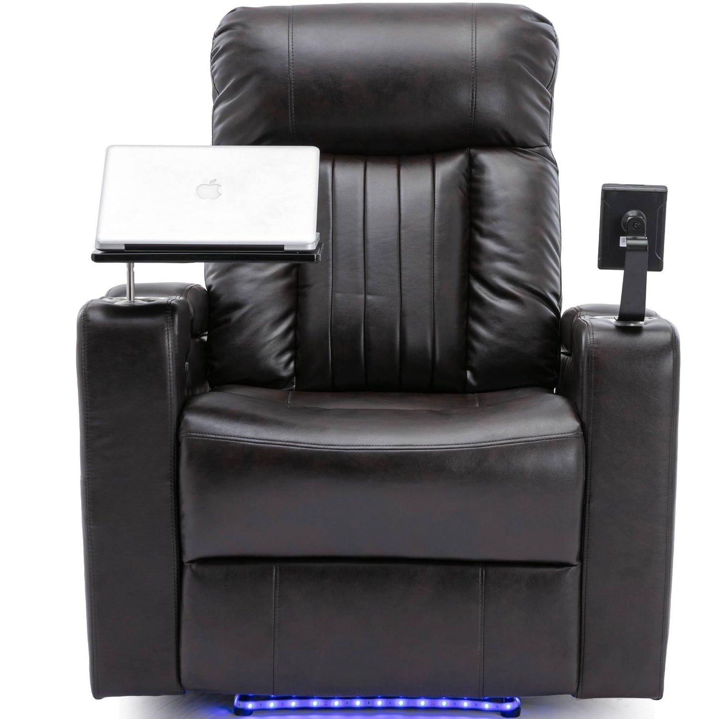 Ultimate Comfort Power Recliner with Storage Arms and Swivel Tray Table, Black