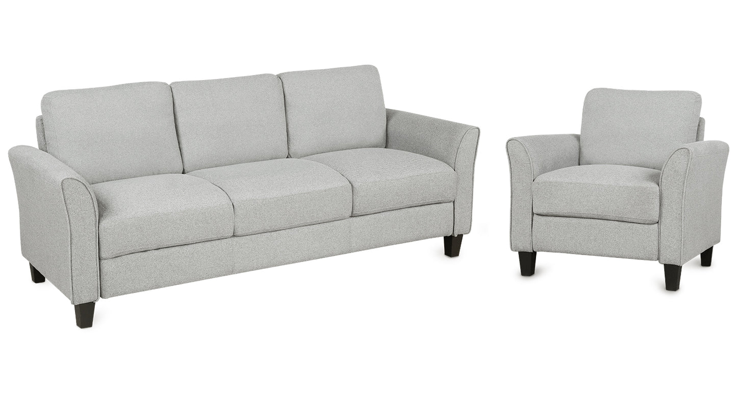 Living Room Furniture chair  and 3-seat Sofa (Light Gray)