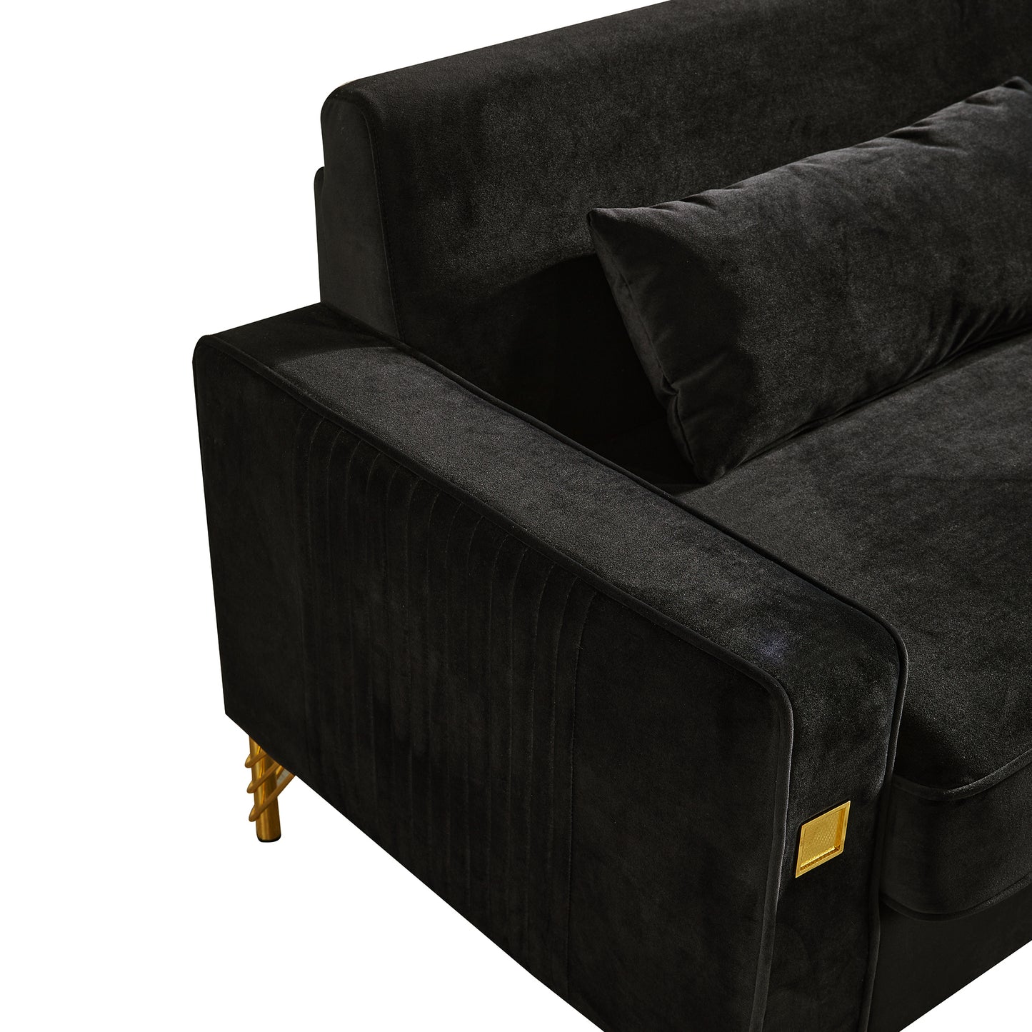 85.44 Luxurious Velvet Sofa with Gold Legs for Elegant Living Room