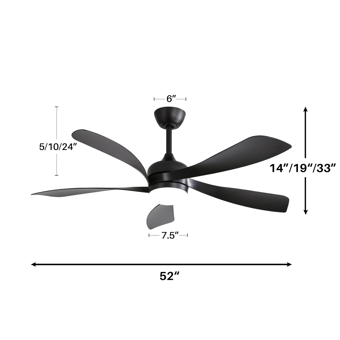 52 Inch Quiet DC Motor Ceiling Fan with LED Lights and Remote Control