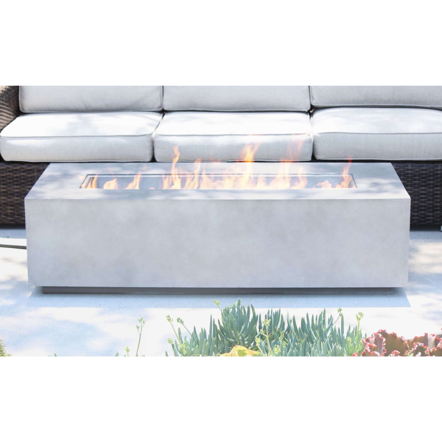 56-inch Modern Concrete Propane Outdoor Fire Pit Table by Living Source International