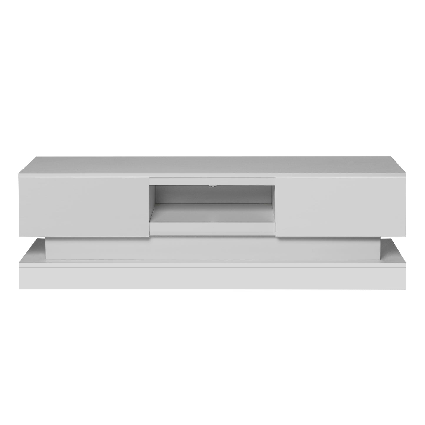 63 Modern TV Stand with RGB LED Lights and Ample Storage - White