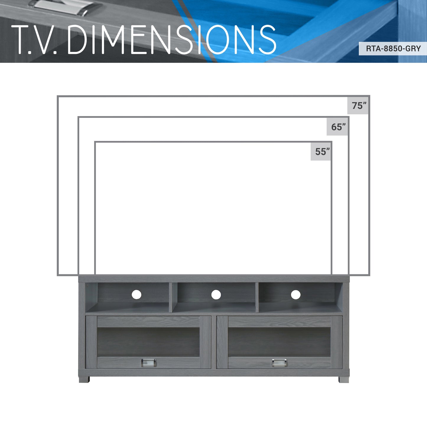 Durbin TV Cabinet for TVs up to 65in, Grey