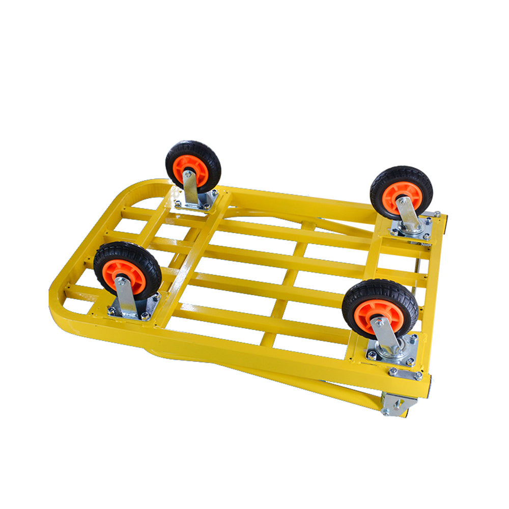 1320 lb. Capacity Steel Push Hand Truck Heavy Duty Dolly Folding Foldable Moving Warehouse Platform Cart in Yellow