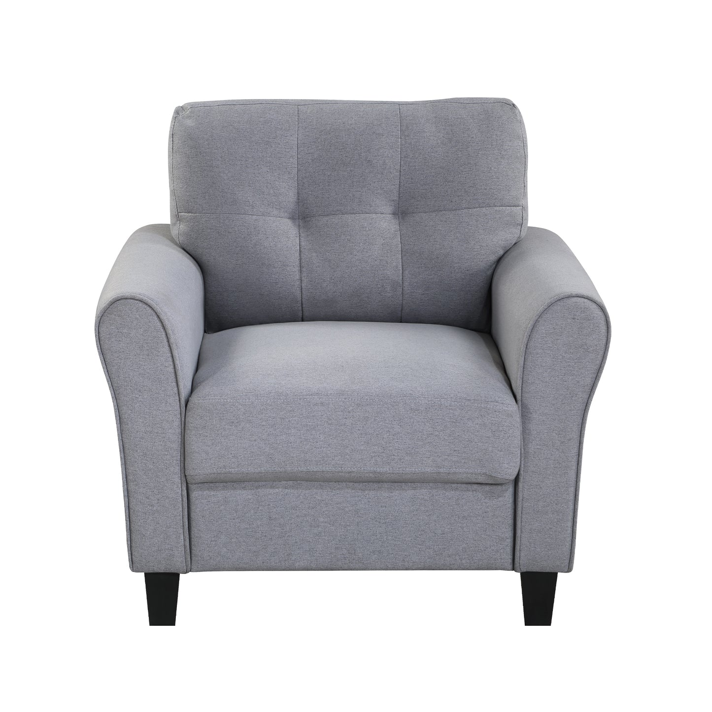 35 Light Grey-Blue Linen Upholstered Modern Armchair