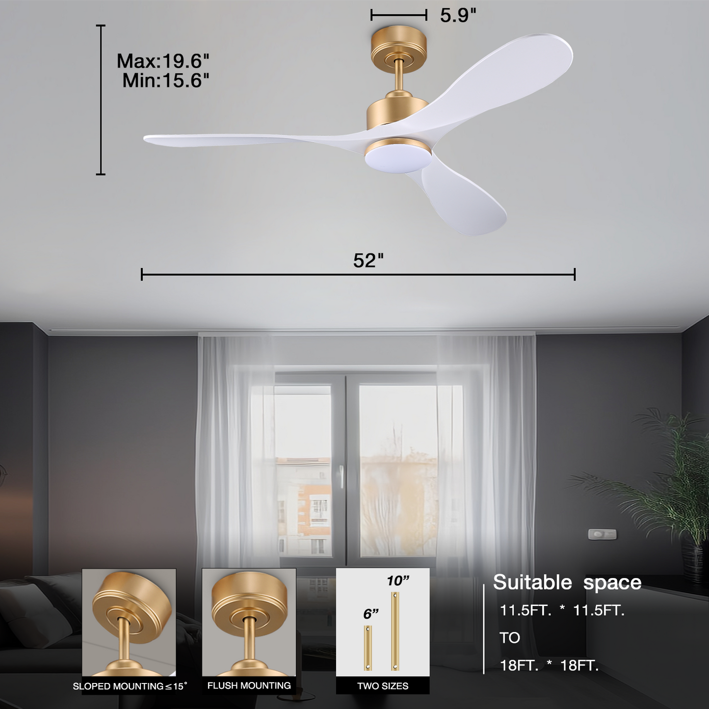 Modern Smart Ceiling Fan with Color-Changing LED Lights