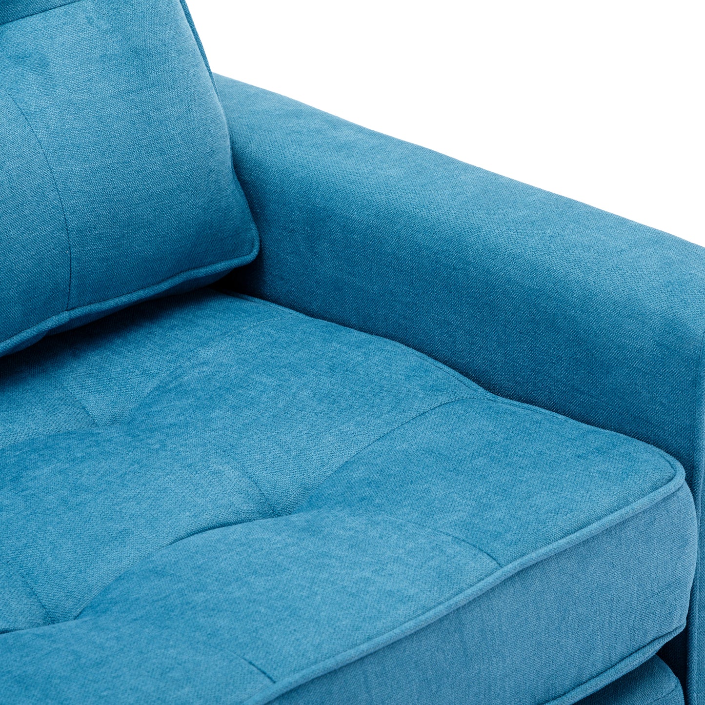 Modern Blue Loveseat Sofa with Pull-Out Bed and Storage Pockets