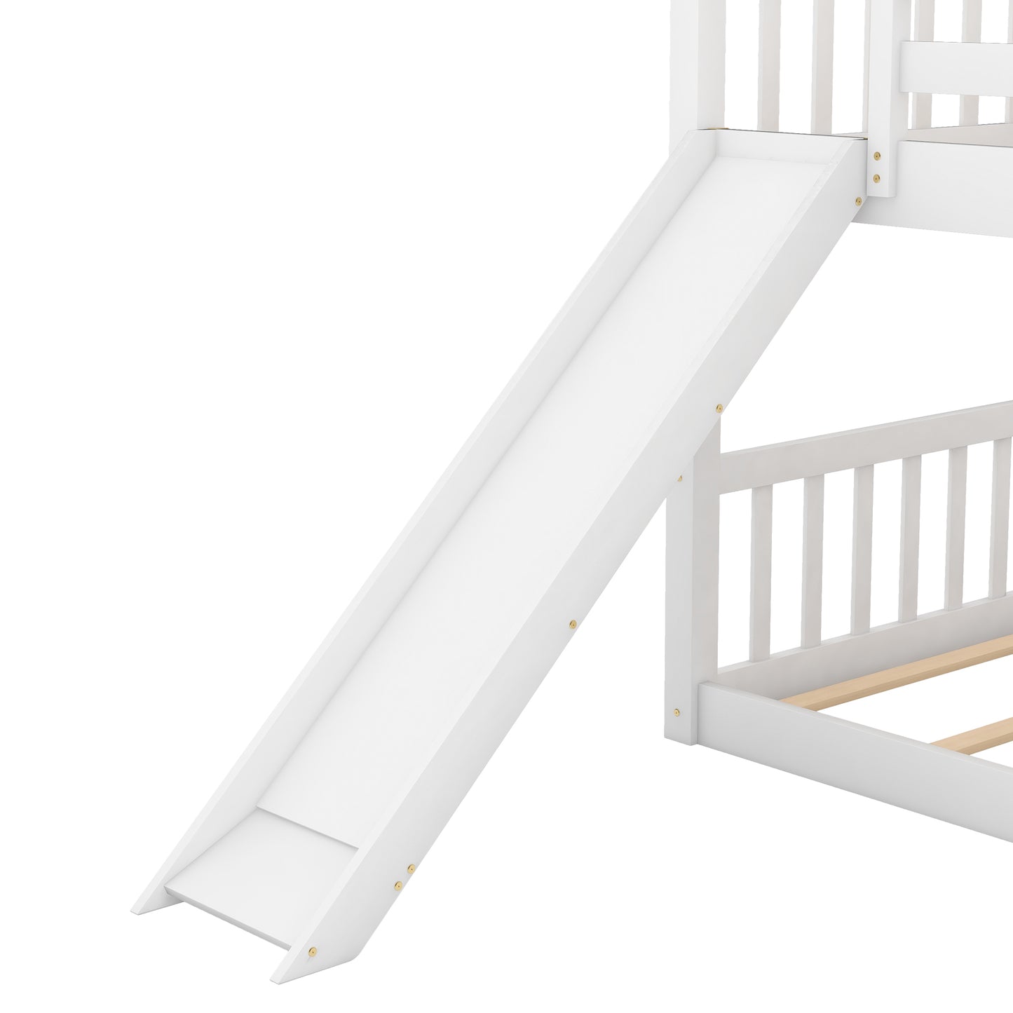 White Bunk Bed with Convertible Slide, Ladder, and Playful Design