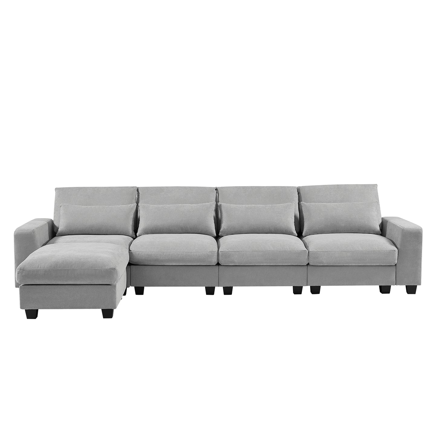 U_Style Modern Large L-Shape Feather Filled Sectional Sofa,  Convertible Sofa Couch with Reversible Chaise for Living Room