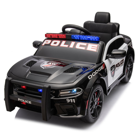 Licensed Dodge Charger,12v Kids ride on police car W/Parents Remote Control,anti-collision bar,Front& top alarm light design,Police car sticker,megaphone,three-speed,slow start,Four wheel suspension.