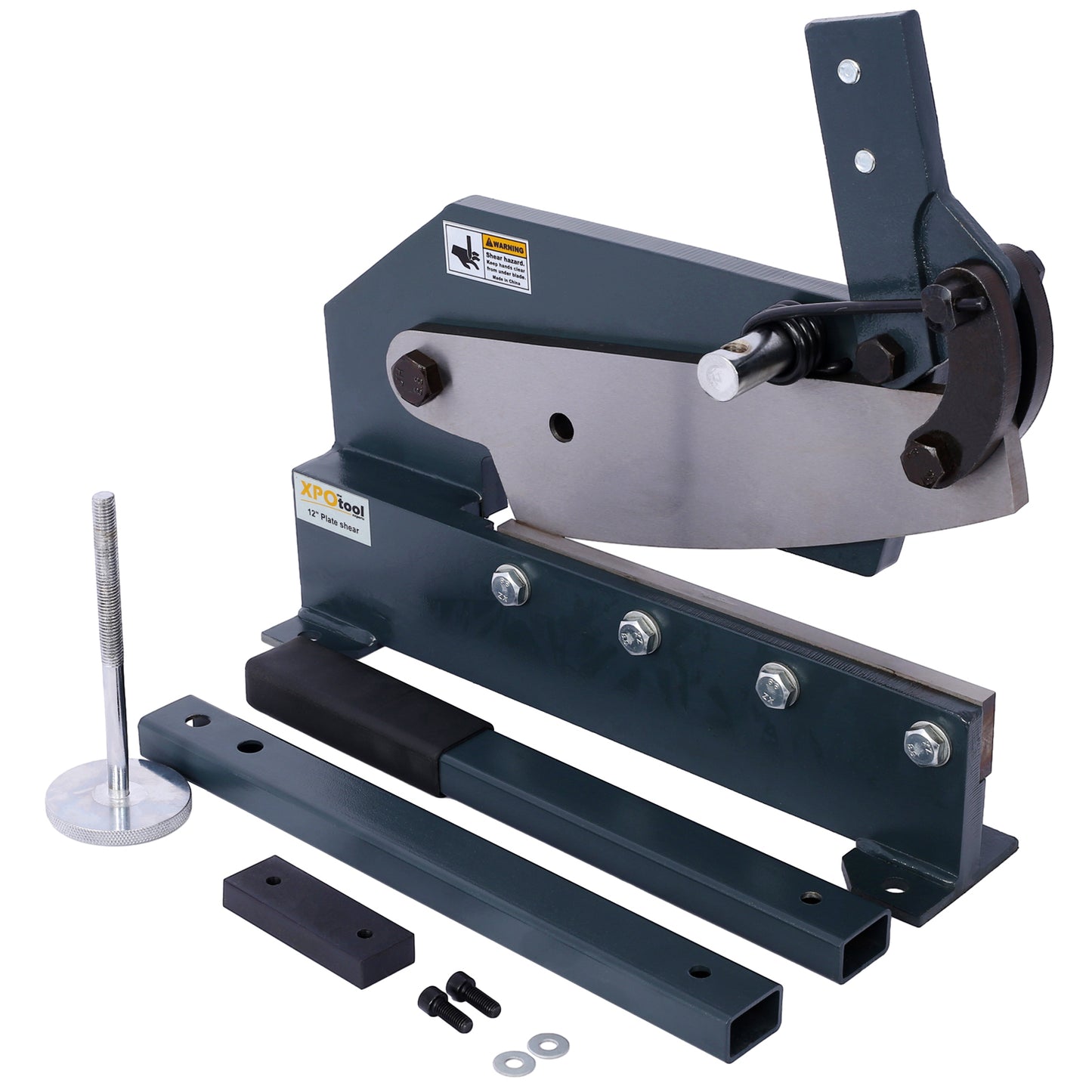 Industrial 12-Inch Sheet Metal Plate Shear, Solid Construction Mounting Type Metal Shear, High Precision Manual Hand Plate Shear