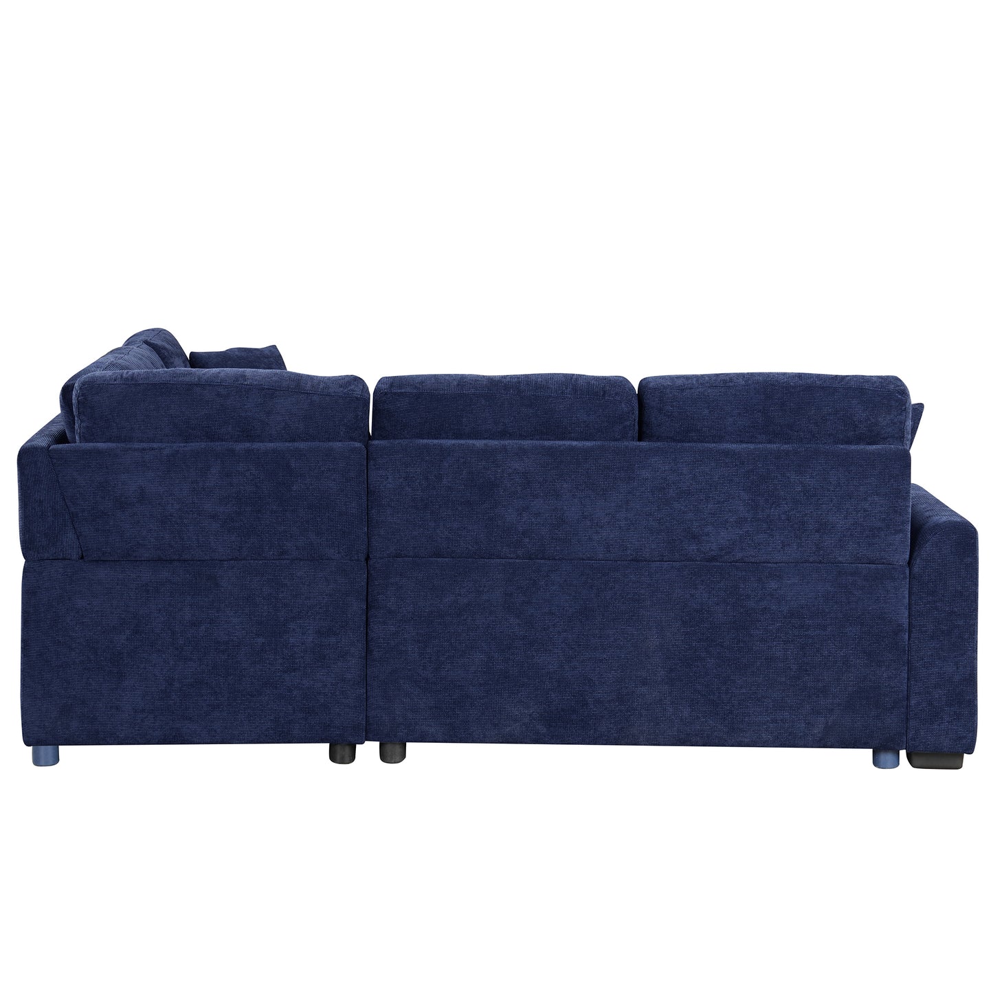 Convertible Navy Blue L-Shape Sleeper Sofa with USB Ports and Power Sockets