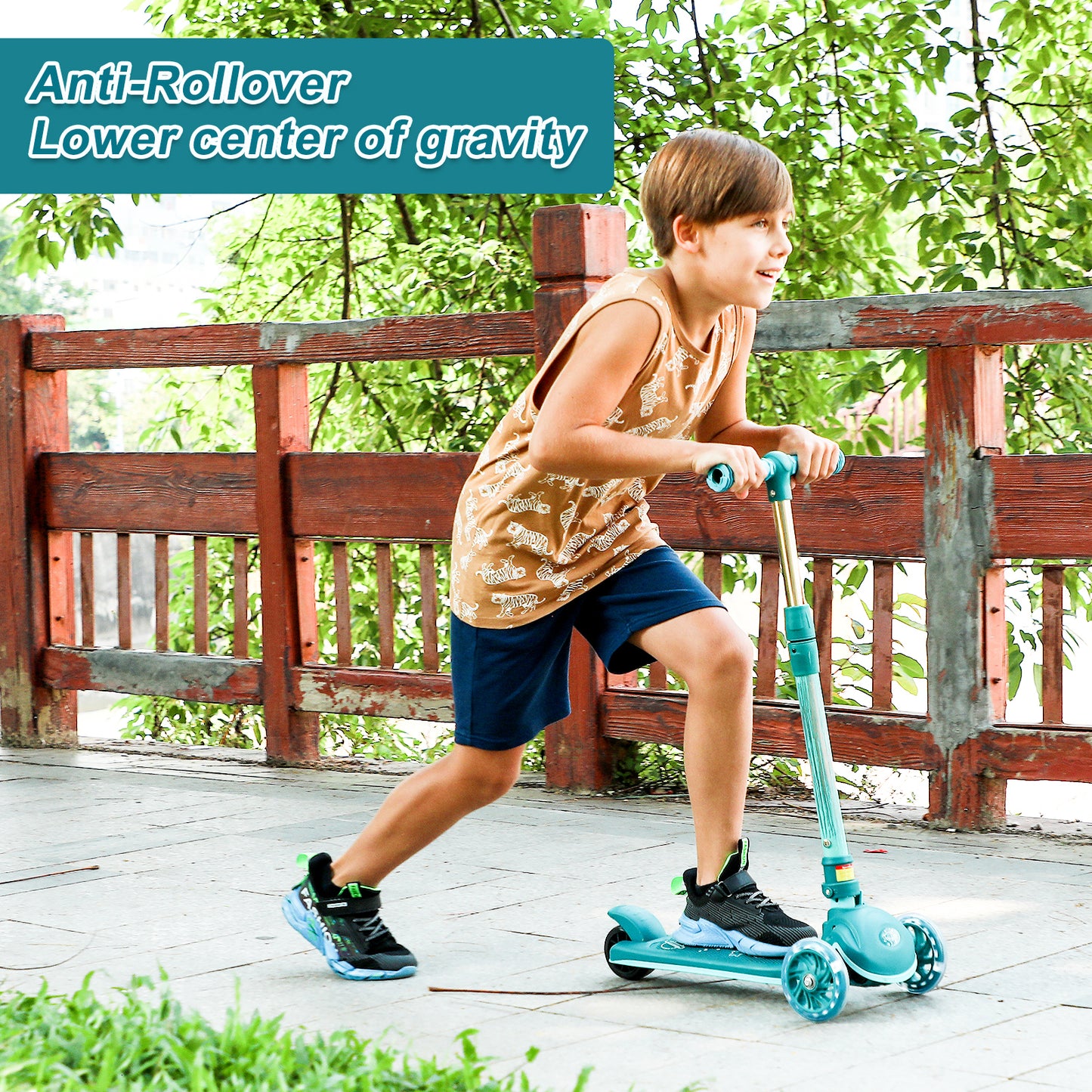 Child's Kick Scooter with Adjustable Handlebar and Safety Brake, for Ages 3-10