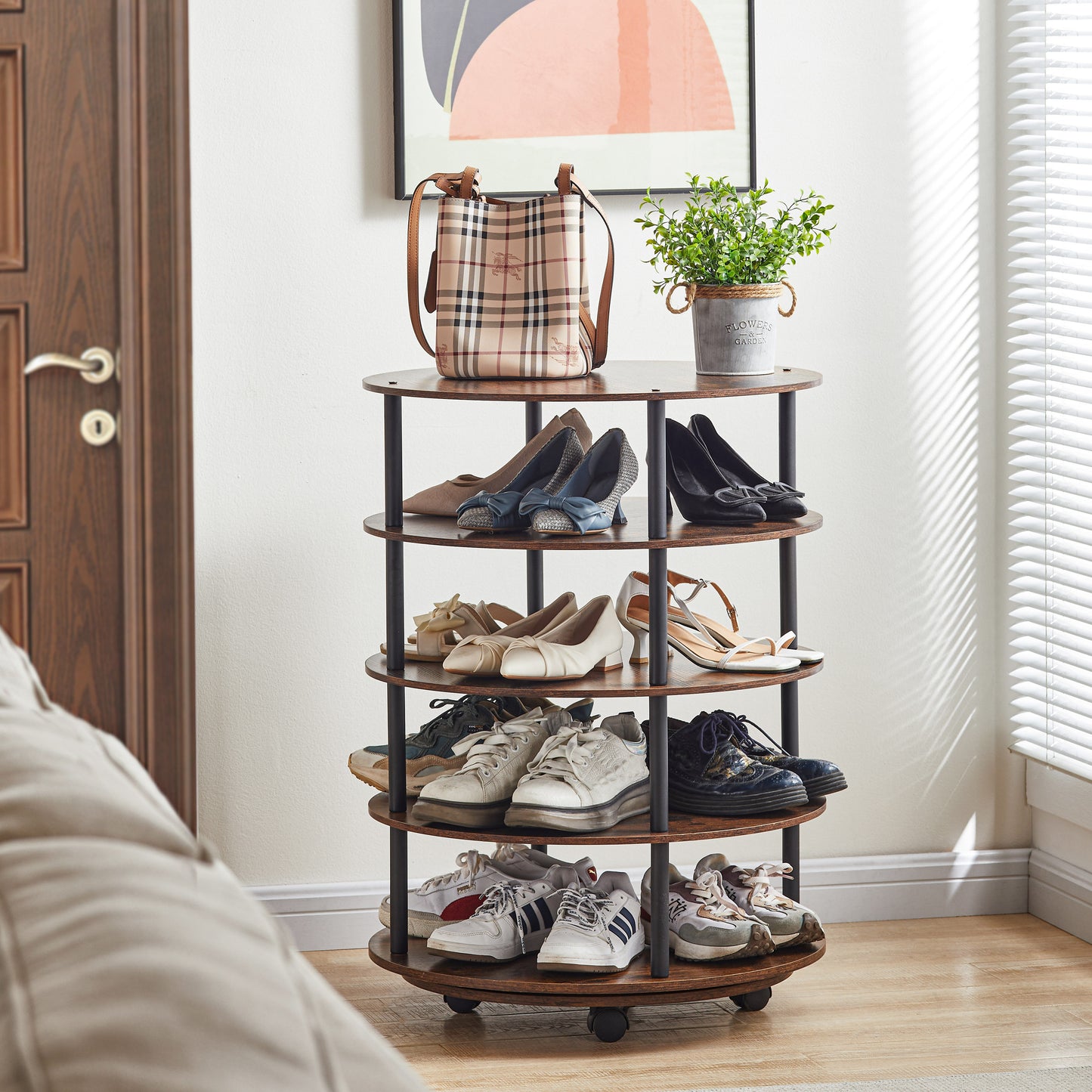 4-Tier Revolving Shoe Rack Storage Organizer