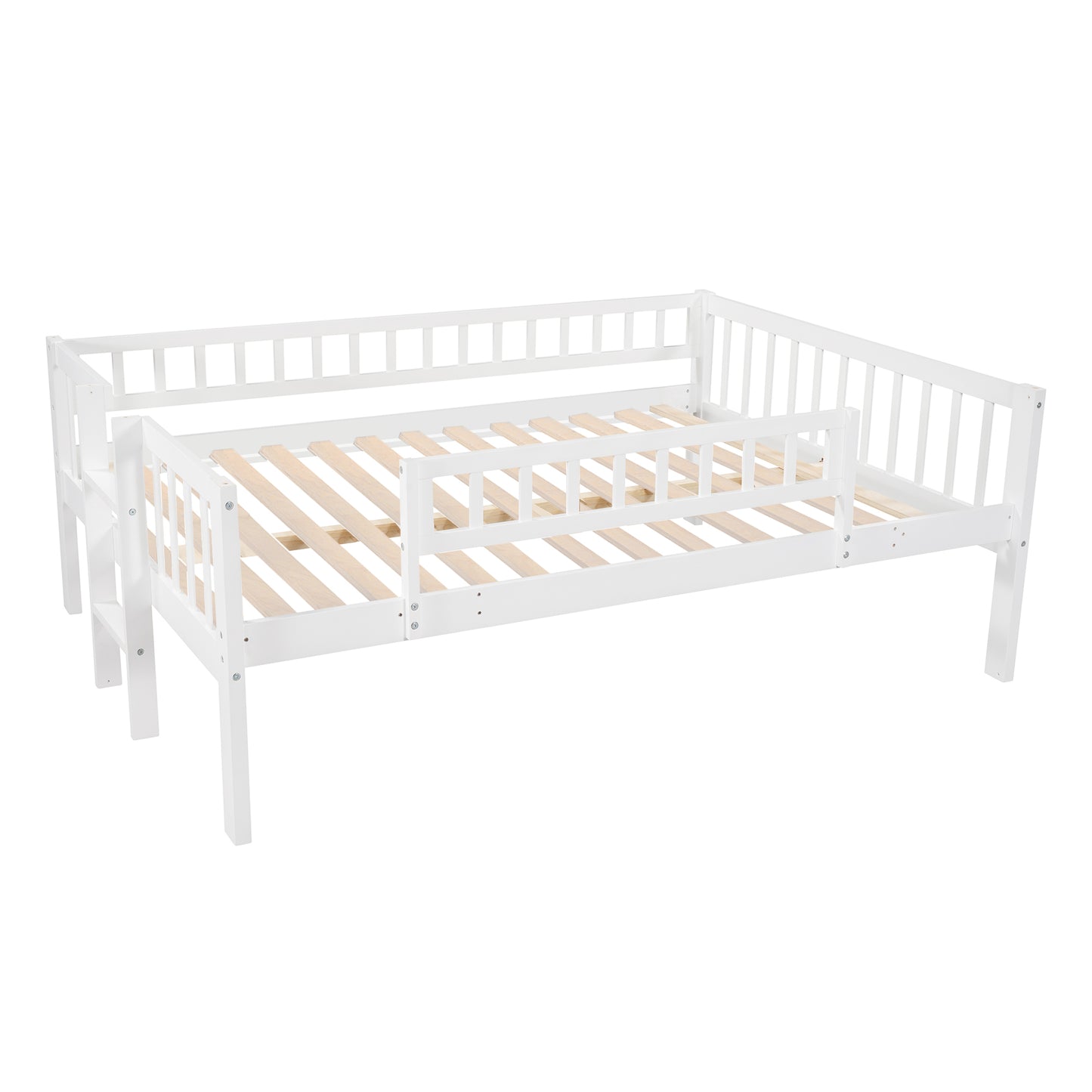 Three-Tier Bunk Bed with Versatile Sleeper Options, Slide, and Ladder, White