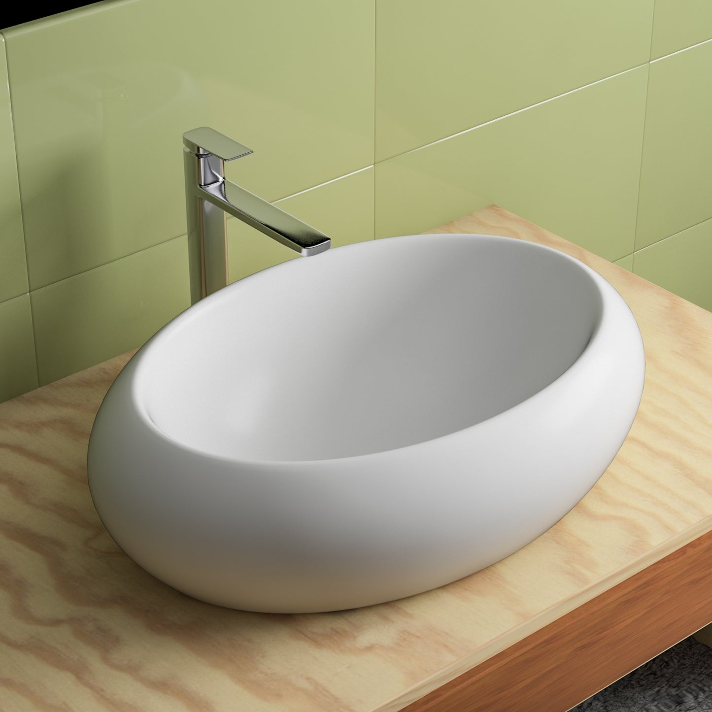 Vessel Bathroom Sink Basin in White Ceramic