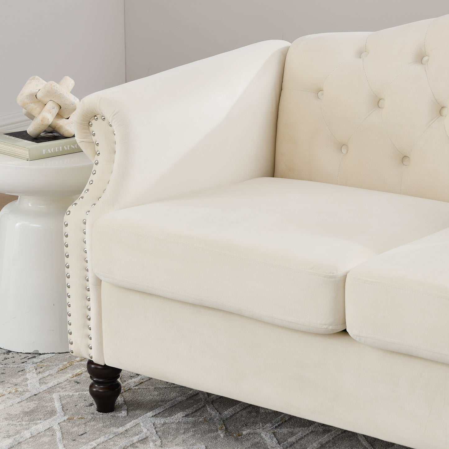 Beige Velvet 3-seater and 2-seater Combination Sofa