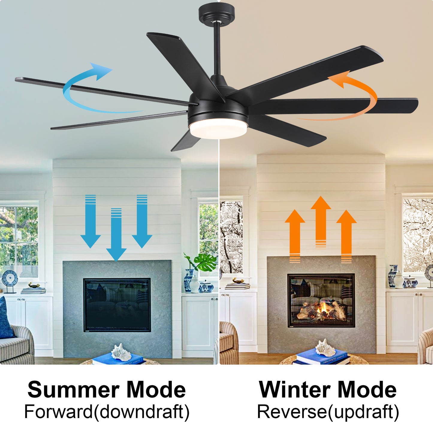 Rustic 72-Inch Ceiling Fan with Adjustable Plywood Blades for Dining Room