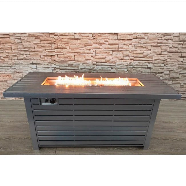 24 H Stainless Steel Propane/Natural Gas Outdoor Fire Pit Table with Lid