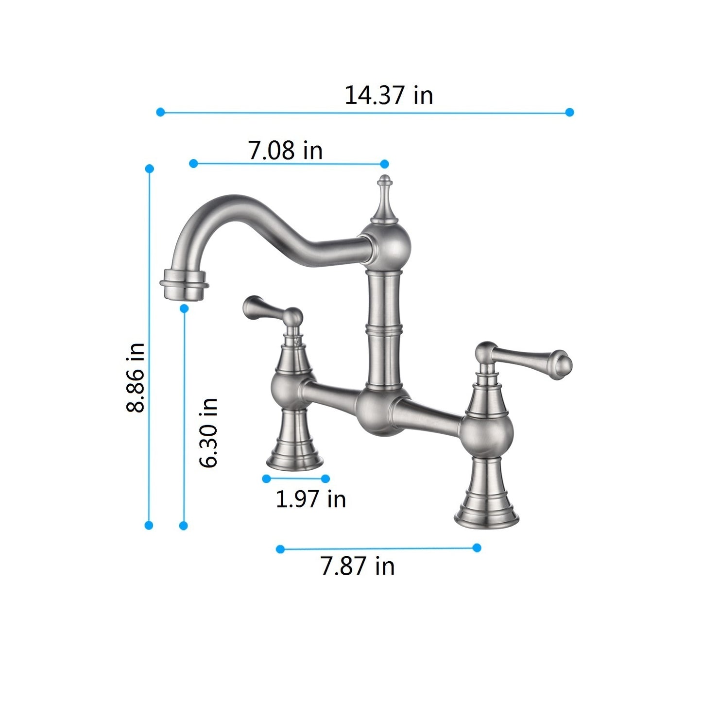 Double Handle Widespread Kitchen Faucet with Traditional Handles