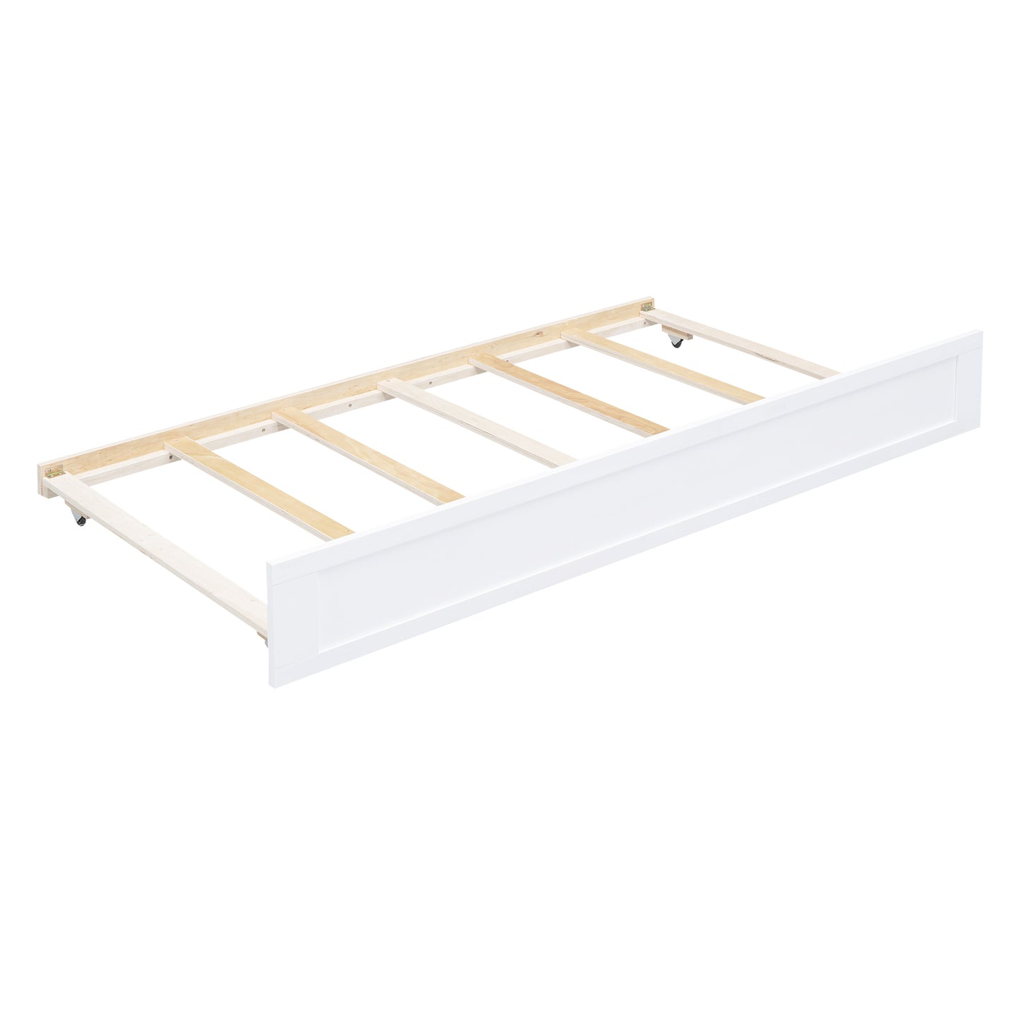 Full Size House Bed with Storage Shelves and Twin Size Trundle, Brushed White